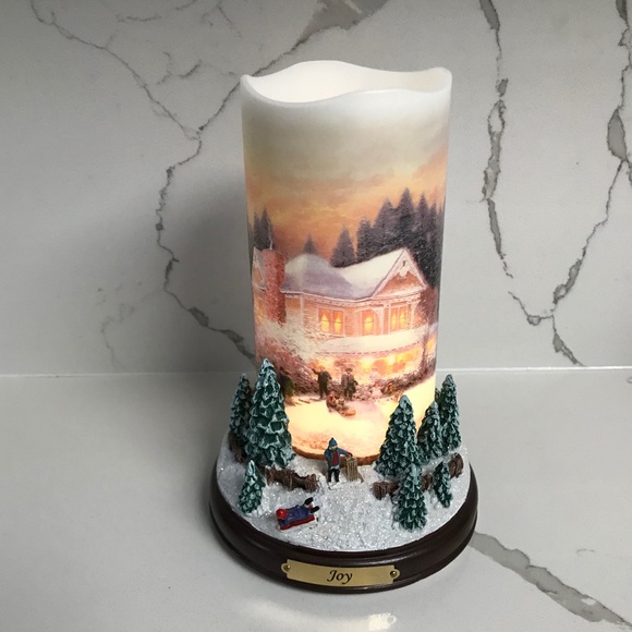 Bradford Exchange Thomas Kinkade Flameless Snowflake Projector Lights ‘Joy’ - Picture 1 of 9